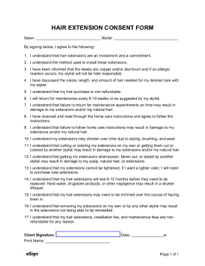 Hair Extension Consent Form