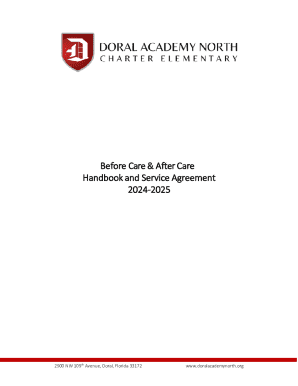 Before Care & After Care Handbook and Service Agreement