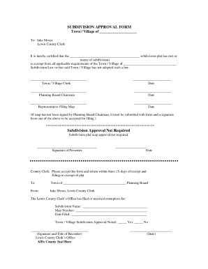 Subdivision Approval Form