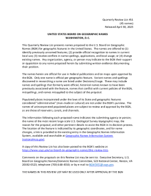 DNC Review ListsU.S. Geological Survey