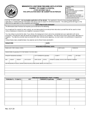 Minnesota Uniform Firearm Application