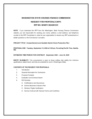 Rfp No. Wshfc 2024081ho