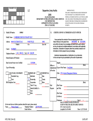 Cost Report for Supportive Living Facilities