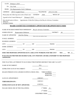 Board Committee/commission Appointment/reappointment Form