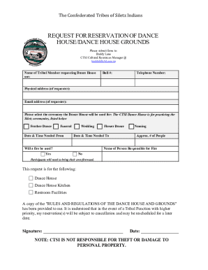 REQUEST FOR RESERVATION OF DANCE HOUSE/ ...