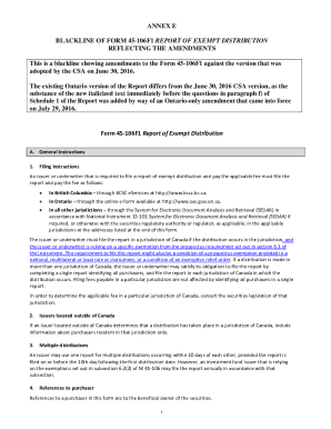 Form 45-106f1 Report of Exempt Distribution