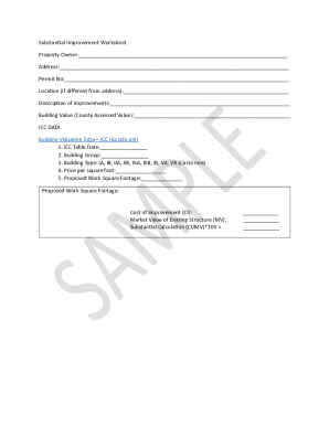 SUBSTANTIAL IMPROVEMENT WORKSHEET FOR ...