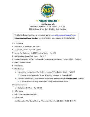 Policy Board Meeting Agenda