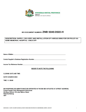 KZN Department of Health :Closed Tenders 2023