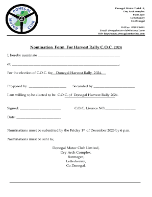 Nomination Form for Harvest Rally C.o.c. 2024