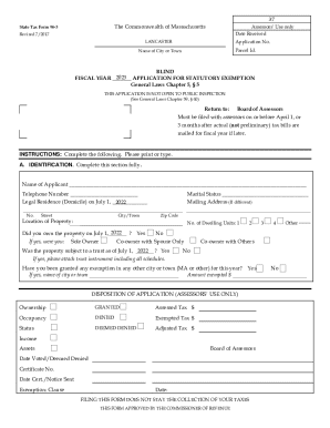 Application for Statutory Exemption