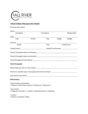 Infant Initial Chiropractic Intake