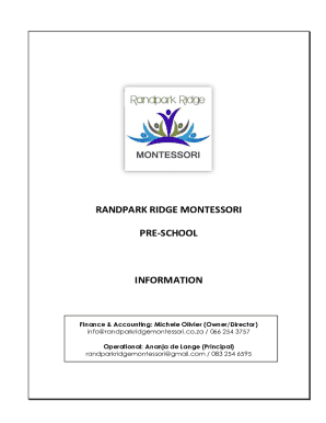 Randpark Ridge Montessori Pre-school Information