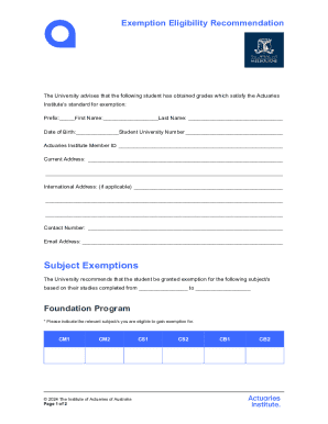 Guidelines for Exemption Applications to the Actuaries Institute