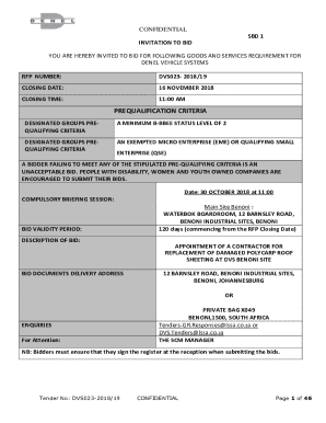 Invitation to Bid - Dvs023-2018/19