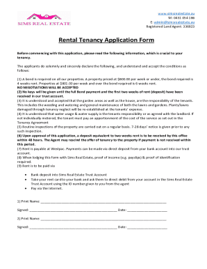 Rental Tenancy Application Form