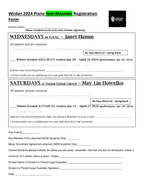 Winter 2024 Piano Non-member Registration