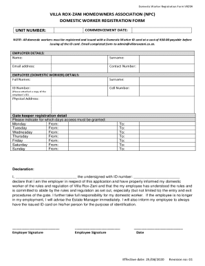 Domestic Worker Employee ApplicationCustom Form