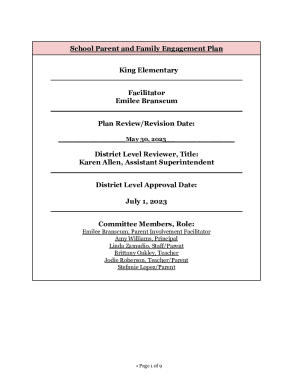 2023-2024 King Parent &amp; Family Engagement Plan