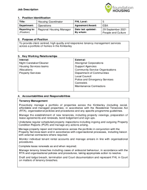 Housing Coordinator Job Description