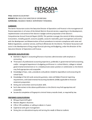 Senior Accountant DEPARTMENT: Finance REPORTS TO: ...