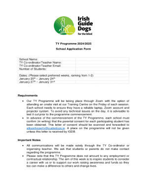 TY Programme 2024/2025 School Application Form