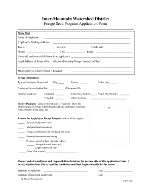 Forage Seed Program Application Form