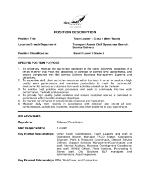 Team Leader – Class 1 (non-trade)