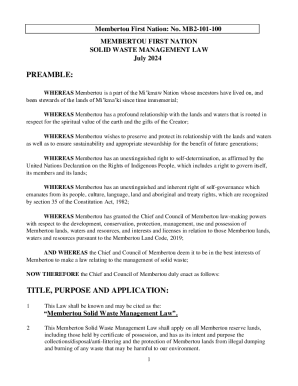 Membertou Solid Waste Management Law