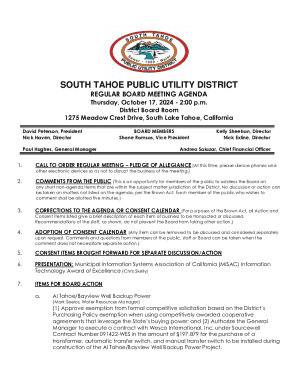 Regular Board Meeting Agenda