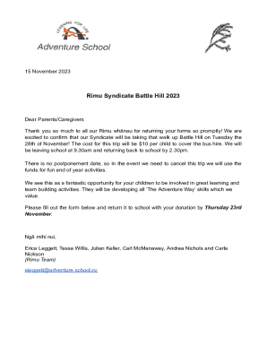 Rimu Syndicate Battle Hill Permission and Donation Form