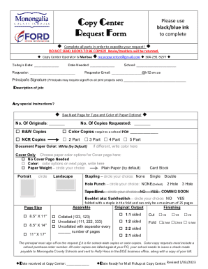Copy Center Request Form