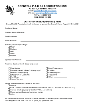 2024 Grenfell Show Sponsorship Form
