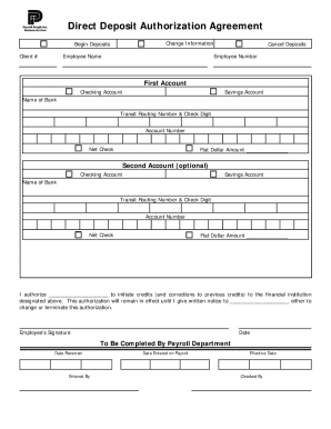 Direct Deposit Authorization Agreement