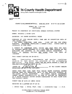 Individual Sewage Disposal System Permit