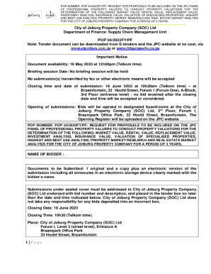 Valuation Services Tenders in Johannesburg