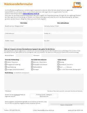 Rcksendeformular - English translation