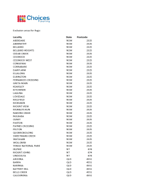 Exclusion areas for Rugs