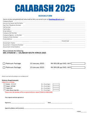 Calabash 2025 Booking Form