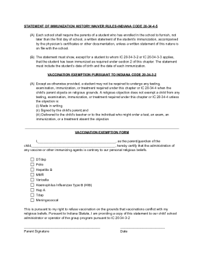 Immunization History Waiver Form