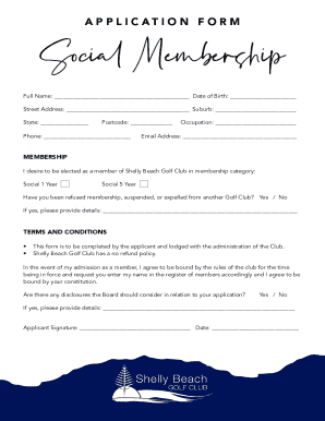 Social Membership Application Form