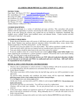 Alameda High Physical Education Syllabus