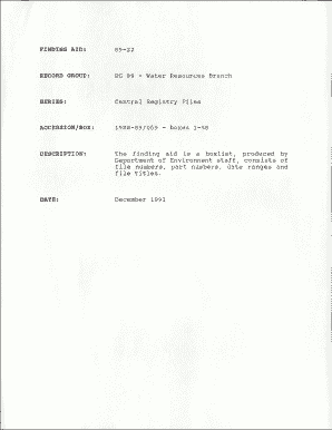 Central registry files of the Inland Waters Directorate textual ...