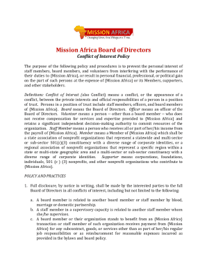 Mission Africa Conflict of Interest Policy