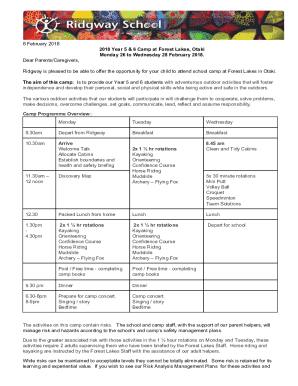 Year 5 & 6 Camp Participation Form
