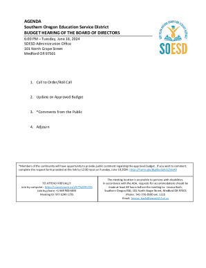 BUDGET HEARING OF THE BOARD OF DIRECTORS