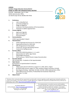 Southern Oregon Education Service District Board Meeting Agenda