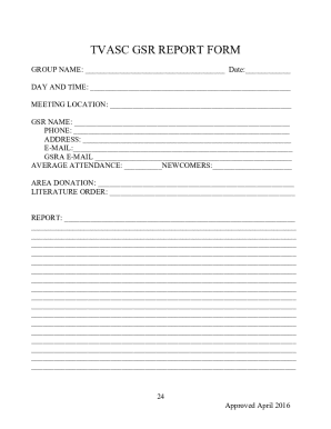 TVASC GSR REPORT FORM
