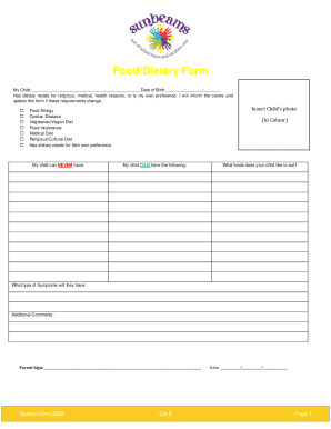Food/dietary Form