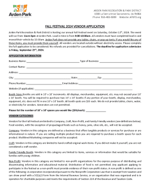 Fall Festival 2024 Vendor Application